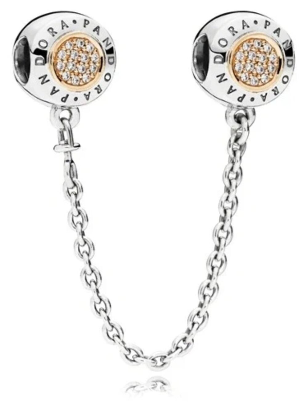 Pandora Safety Chain, in silver + 14k gold